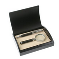 Carbon Fiber Pen and Magnifying Glass Gift Set